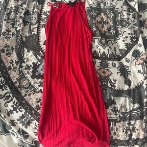 RED TIGHT FITTING HALTER DRESS